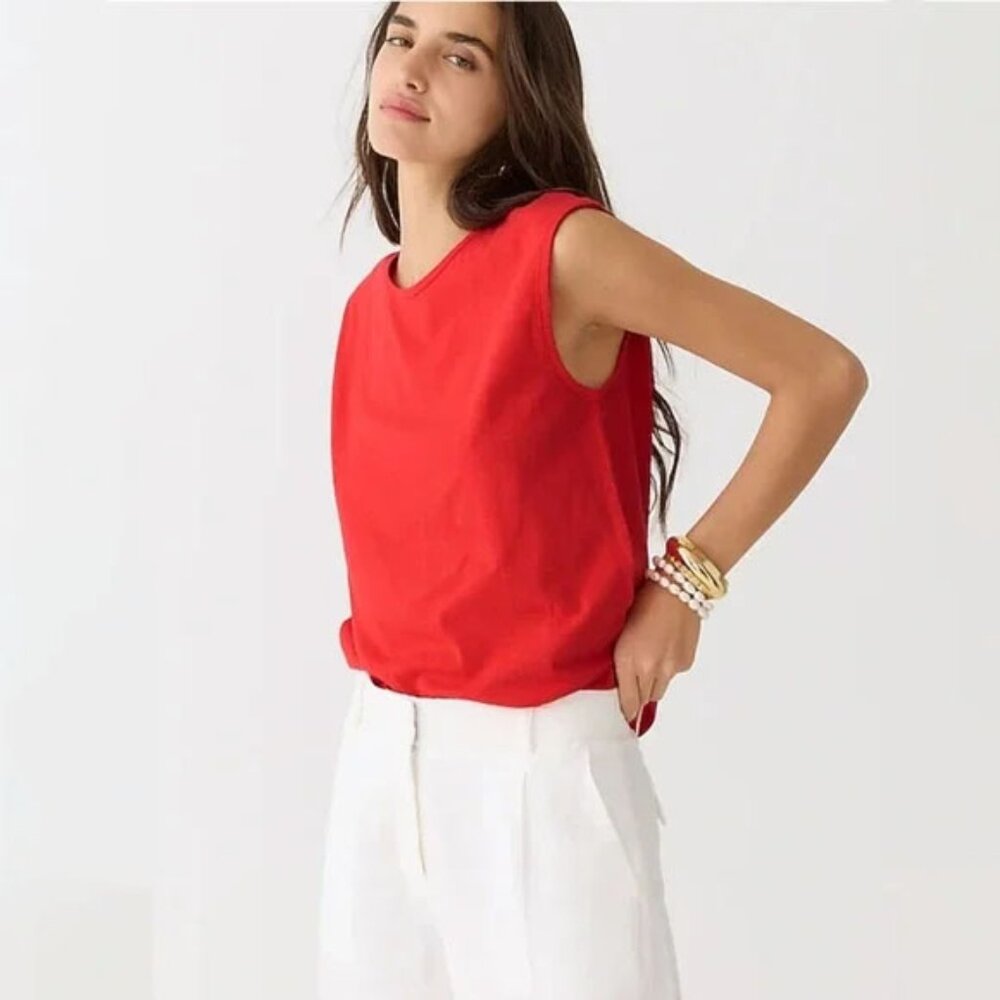 J.Crew Organic slub cotton muscle T-shirt in Belvedere Red - Size L